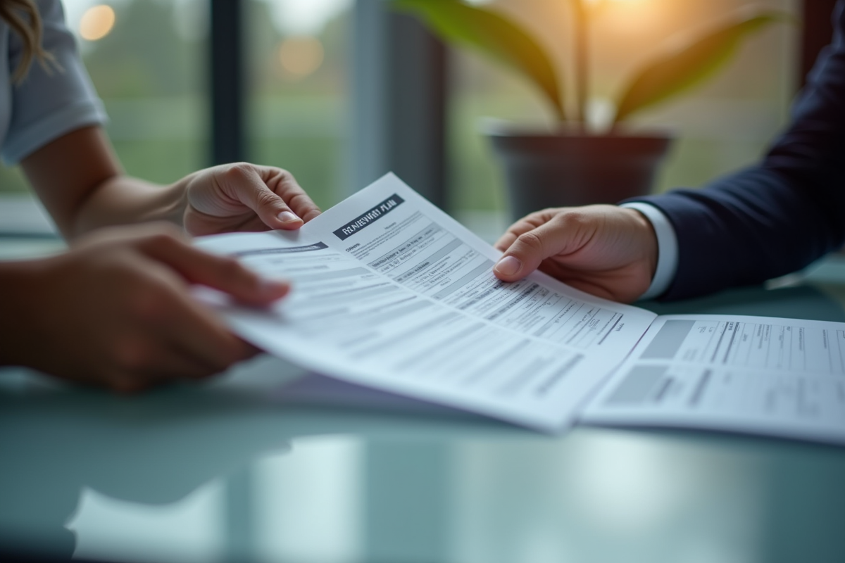 Banquier passant une brochure de plan de remboursement