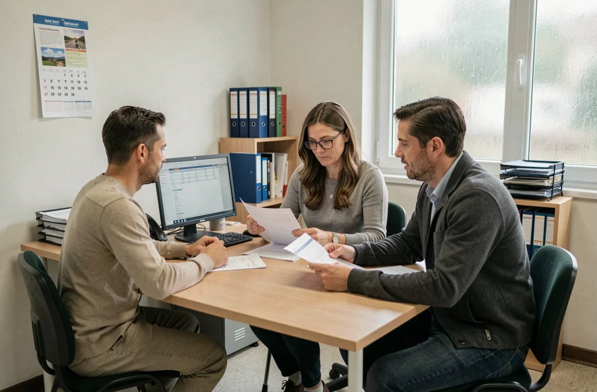 Réunion de conseil dans une salle de consultation Halpade à Cluses avec une assistante sociale et des usagers