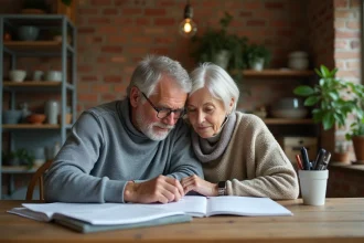 Couple d'adultes dans la cuisine à la maison