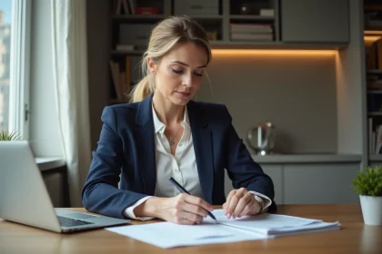 Femme professionnelle en bureau immobilier &agrave; Paris