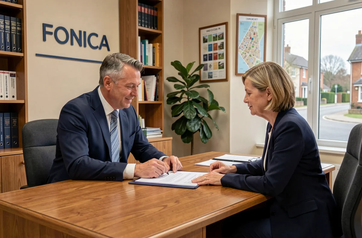 Conseiller Foncia Antony expliquant un contrat de gestion locative à une propriétaire dans les bureaux de l'agence