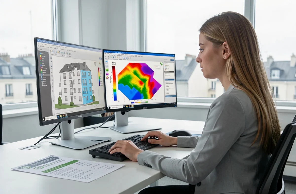 Conseillère Oriven réalisant une simulation énergétique et orientant des propriétaires vers des artisans RGE à Saint-Denis